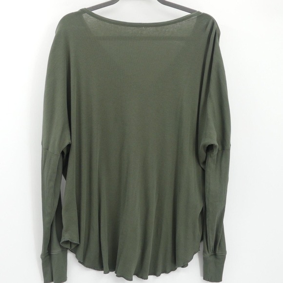ABLE Women's Julia Anywhere Top in Thyme Green Size XL Long Sleeve Henley Cotton - Picture 3 of 9
